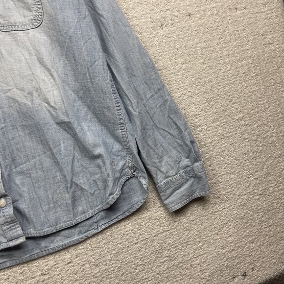 American Eagle Men Size L Denim Long Sleeve Jean Button Up Shirt Western Cowboy - Picture 3 of 13